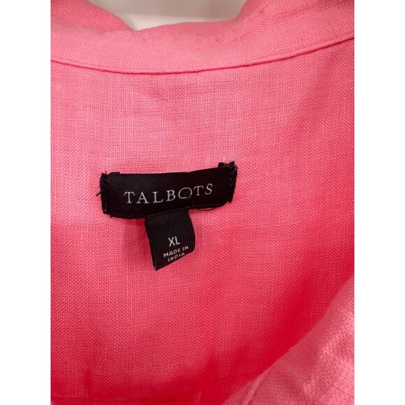 Talbots Womens Button-Up Pink boyfriend Linen Shirt tunic size XL - Picture 3 of 6